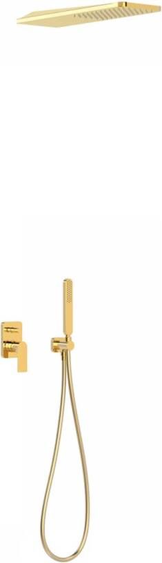 Tres Regendouche set Loft | Inbouw | Mengkraan | 2-weg | Vierkant | 24k Goud glans