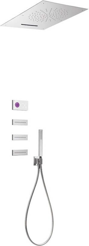 Tres Regendouche set electronisch Shower technology | Inbouw | Thermostaatkraan | 4-weg | Vierkant | Chroom