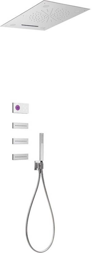 Tres Regendouche set electronisch Shower technology | Inbouw | Thermostaatkraan | 4-weg | Vierkant | Chroom
