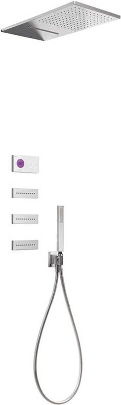 Tres Regendouche set electronisch Shower technology | Inbouw | Thermostaatkraan | 4-weg | Vierkant | Chroom