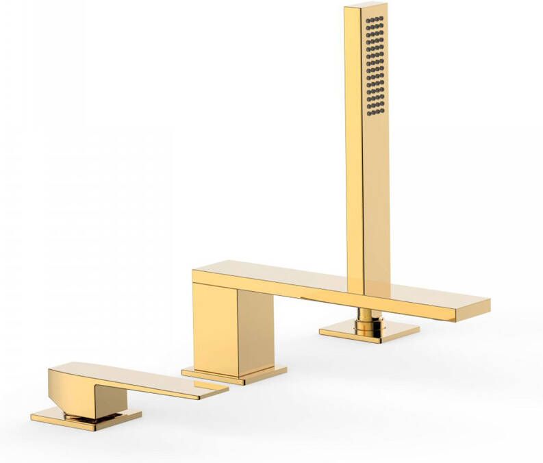 Tres Badrand kraan Slim | Inbouw | Mengkraan | 2-weg | vierkant | 24k Goud glans - Foto 2