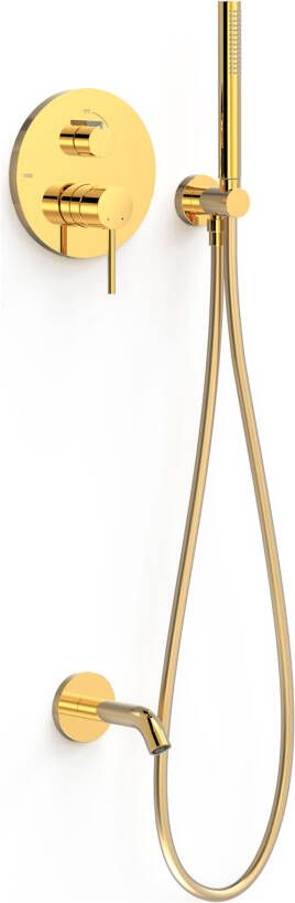 Tres Badkraan Inbouw Study Exclusive met Staafhanddouche Wanduitloop en Mengkraan Rapid Box Mat Goud - Foto 2