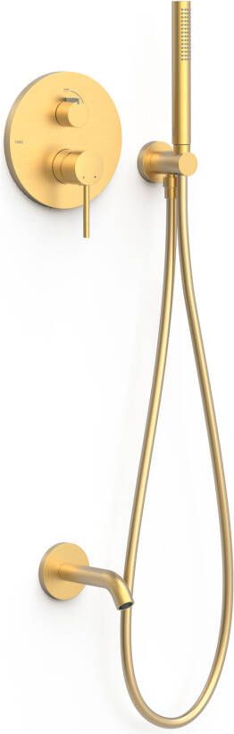 Tres Badkraan Inbouw Study Exclusive met Staafhanddouche Wanduitloop en Mengkraan Rapid Box Goud - Foto 2