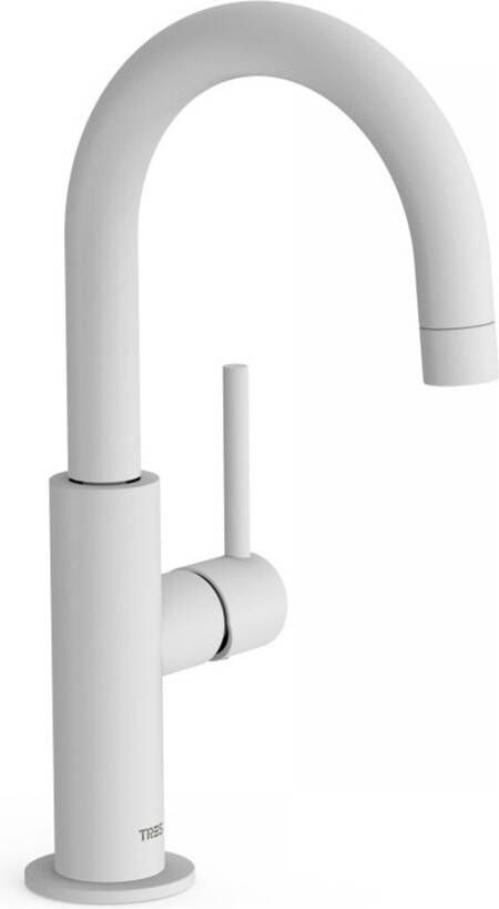 Tres Wastafelkraan Study | Opbouw | Draaibare uitloop | Mengkraan | Standaard model | 1-hendel | Rond | Wit mat