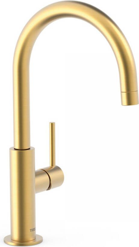 Tres Wastafelkraan Study | Opbouw | Draaibare uitloop | Mengkraan | Hoog model | 1-hendel | Rond | 24k Goud mat