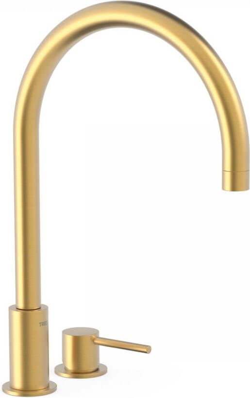 Tres Wastafelkraan Study | Opbouw | Draaibare uitloop | Mengkraan | Hoog model | 1-hendel | Rond | 24k Goud mat