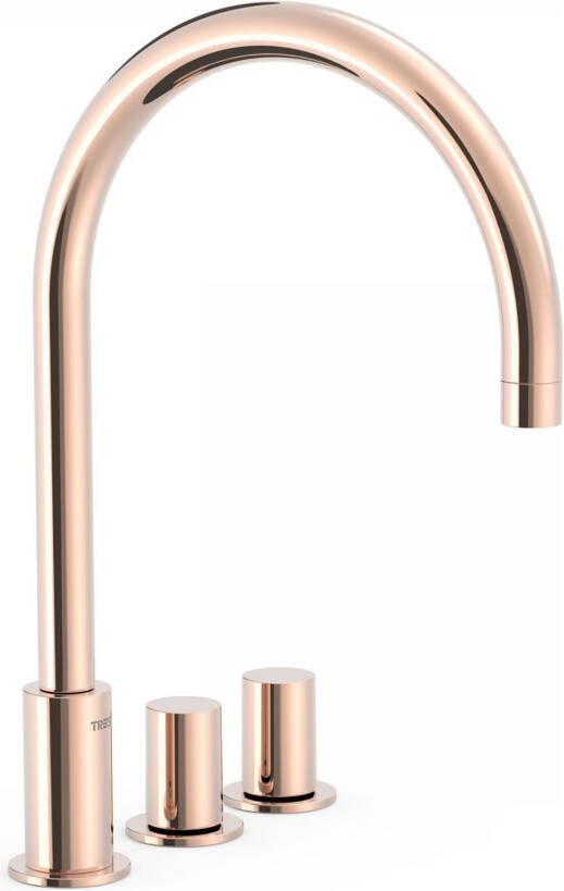 Tres Wastafelkraan Study | Opbouw | Draaibare uitloop | Mengkraan | Hoog model | 2-knops | Rond | 24k Rose goud