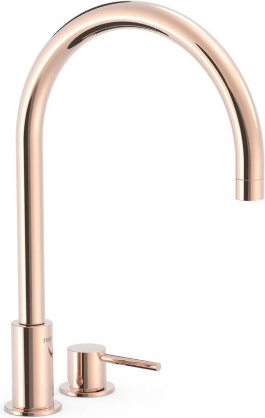 Tres Wastafelkraan Study | Opbouw | Draaibare uitloop | Mengkraan | Hoog model | 1-hendel | Rond | 24k Rose goud