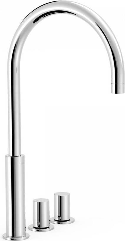 Tres Wastafelkraan Study | Opbouw | Draaibare uitloop | Mengkraan | Hoog model | 2-knops | Rond | Chroom