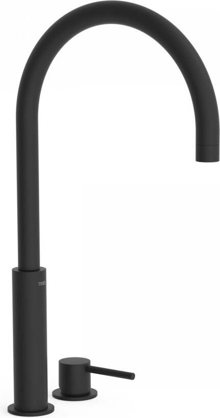 Tres Wastafelkraan Study | Opbouw | Draaibare uitloop | Mengkraan | Hoog model | 1-hendel | Rond | Zwart mat
