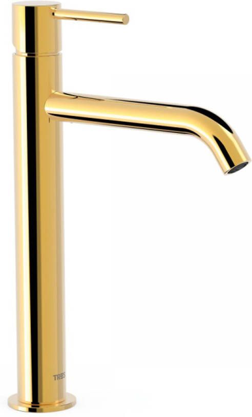 Tres Wastafelkraan Study | Opbouw | Mengkraan | Hoog model | 1-knop | Rond | 24k Goud glans