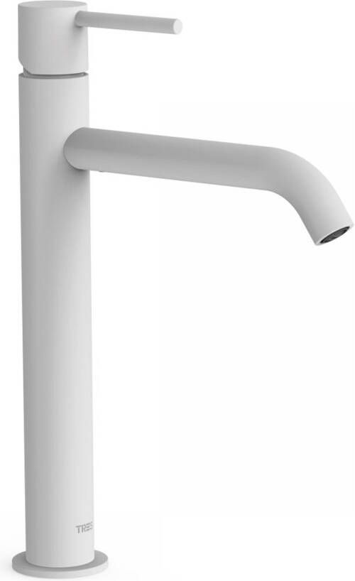 Tres Wastafelkraan Study | Opbouw | Mengkraan | Hoog model | 1-knop | Rond | Wit mat