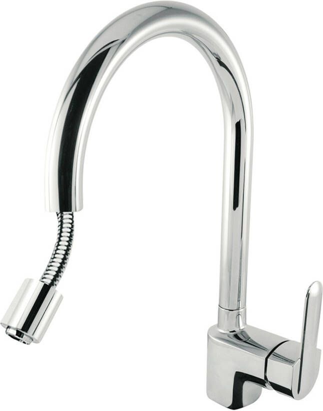 Tres Keukenkraan Top | Opbouw | 360° Draaibaar | Uitrekbare sproeier | Mengkraan | 1-hendel | Rond | Chroom - Foto 2