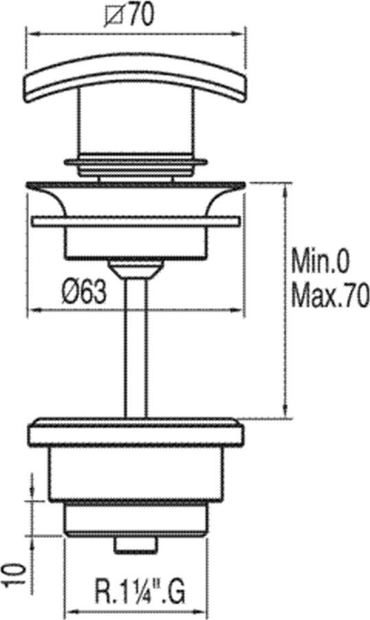 Tres Complementos Afvoerplug SIMPLE-RAPID CUADRO- 70x70 mm CLICK-CLACK 107940