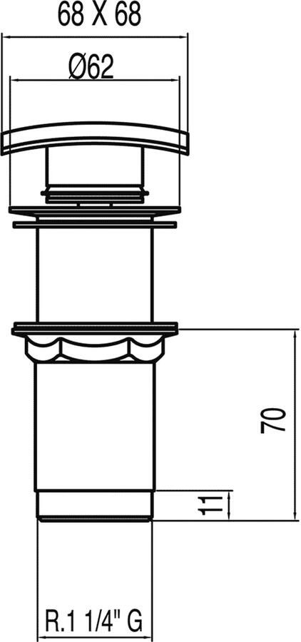 Tres Complementos Afvoerplug zonder overloop 68x68 mm CLICK-CLACK 13434120