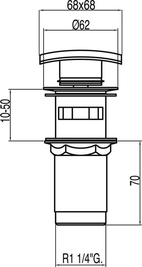Tres Afvoerplug Cuadro | 5 4" | Click waste | Messing | Vierkant | Chroom