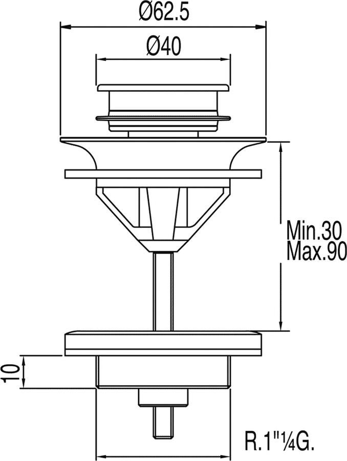 Tres Afvoerplug Selection | 5 4" | Click waste | Messing | Rond | Chroom