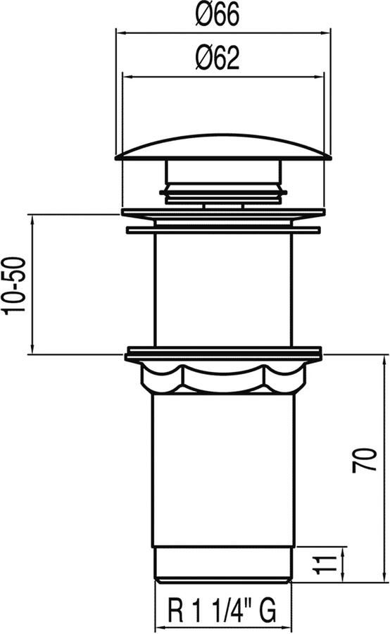 Tres Complementos Afvoerplug zonder overloop Ø 66 mm CLICK-CLACK 13454060