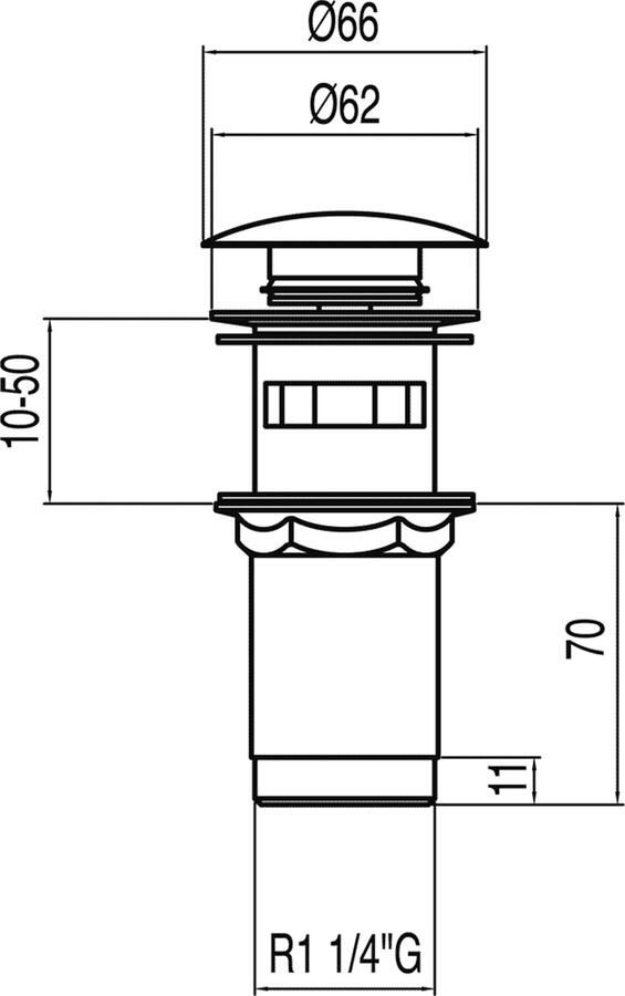 Tres Complementos Afvoerplug met overloop Ø 66 mm CLICK-CLACK 13454160