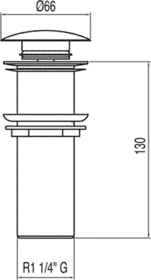 Tres Complementos Afvoerplug zonder overloop Ø 66 mm CLICK-CLACK 13454030