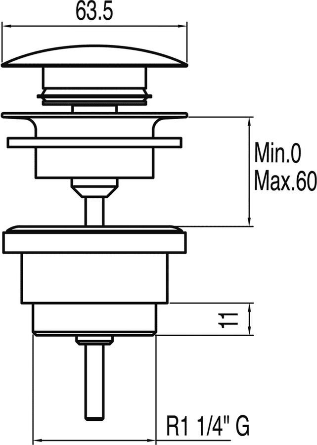 Tres Afvoerplug Selection | 5 4" | Click waste | Messing | Rond | Chroom