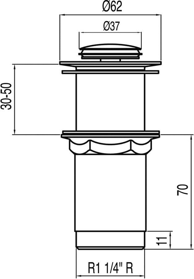Tres Complementos Afvoerplug zonder overloop Ø 37 mm CLICK-CLACK 13454050