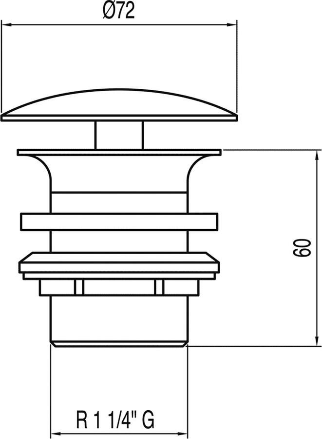Tres Afvoerplug Selection | 5 4" | Vaste waste (niet afsluitbaar) | Messing | Rond | Chroom