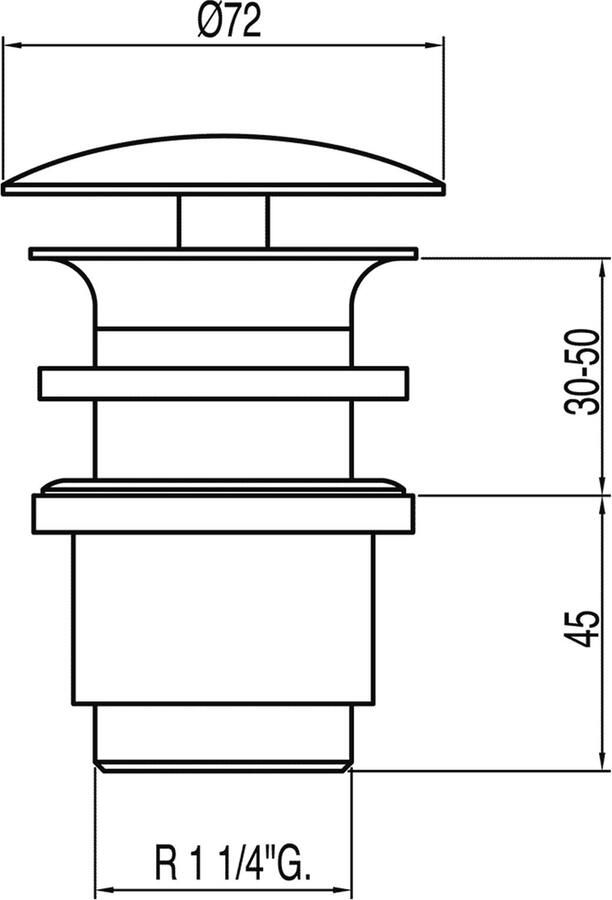 Tres Afvoerplug Selection | 5 4" | Vaste waste (niet afsluitbaar) | Messing | Rond | Chroom