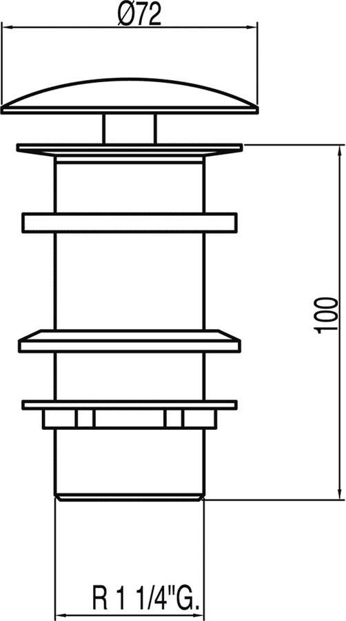 Tres Afvoerplug Selection | 5 4" | Vaste waste (niet afsluitbaar) | Messing | Rond | Chroom
