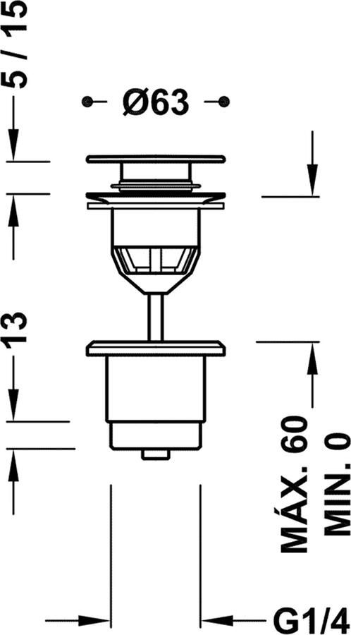 Tres Afvoerplug Valvulva | 5 4" | Click waste | Messing | Rond | 24k Goud mat