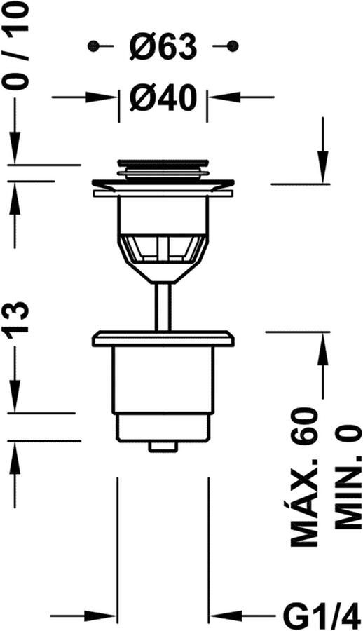 Tres Afvoerplug Valvulva | 5 4" | Click waste | Messing | Rond | Black metal