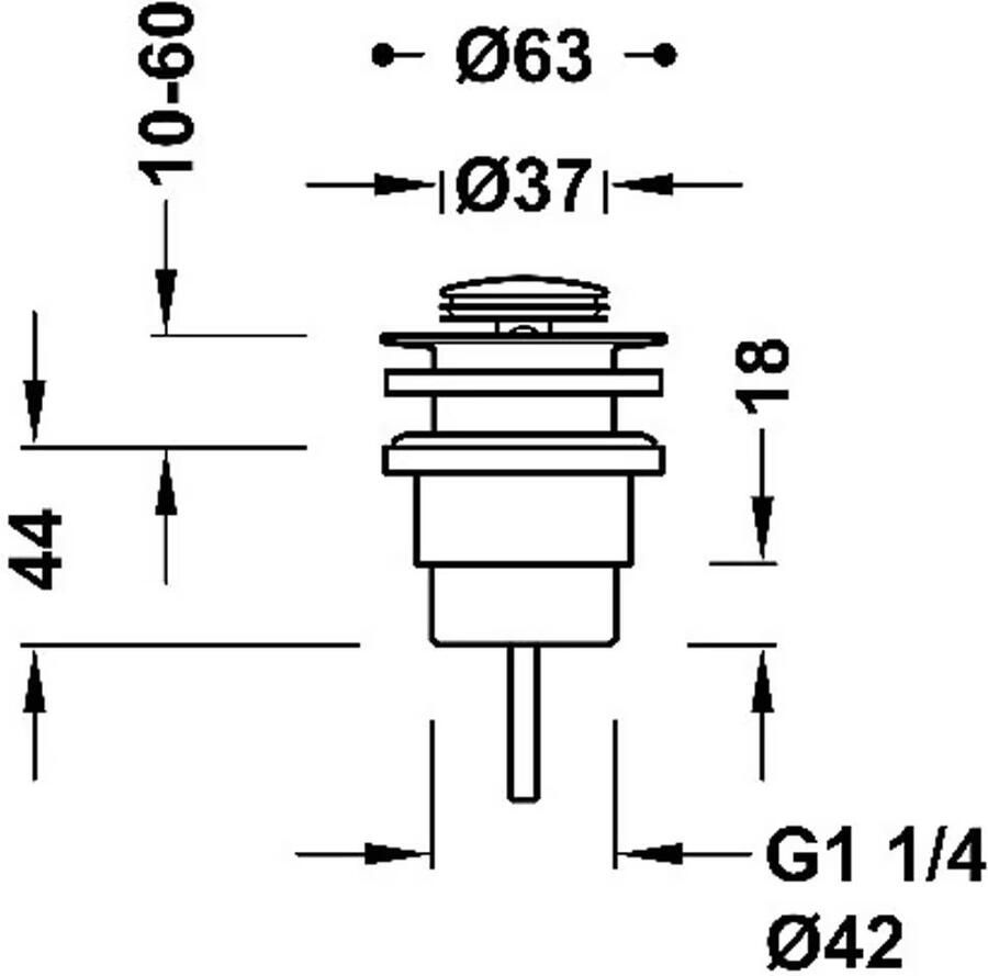 Tres Afvoerplug Valvulva | 5 4" | Click waste | Messing | Rond | Chroom