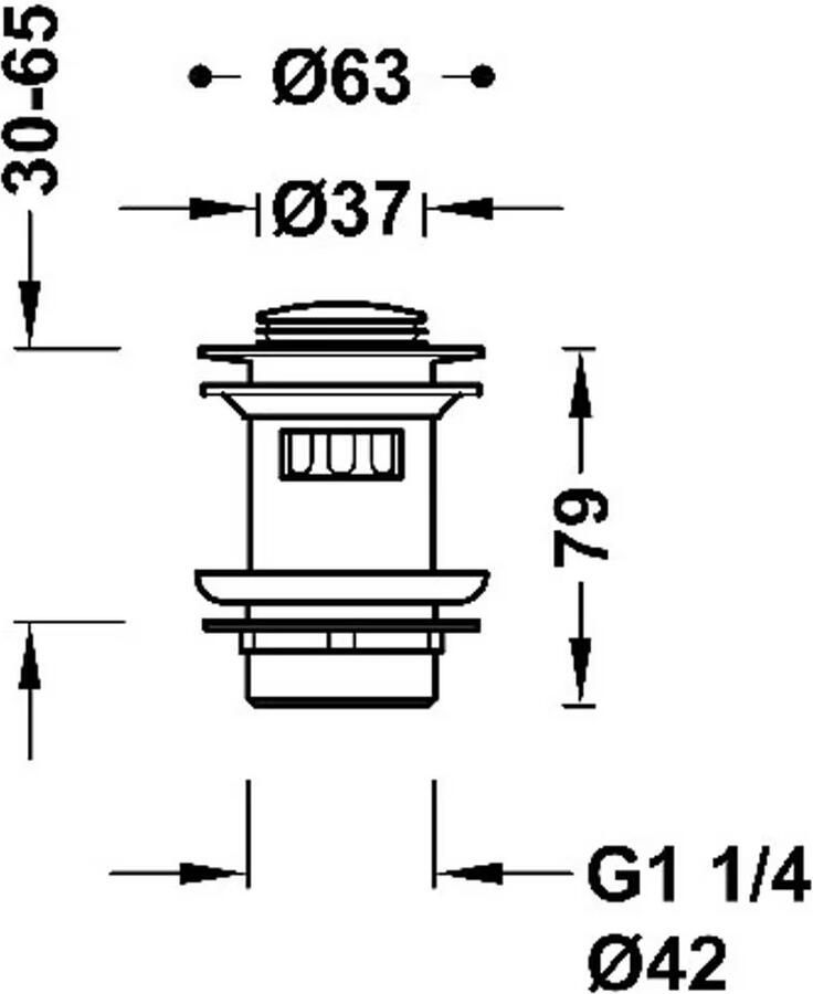 Tres Afvoerplug Valvulva | 5 4" | Click waste | Messing | Rond | Chroom