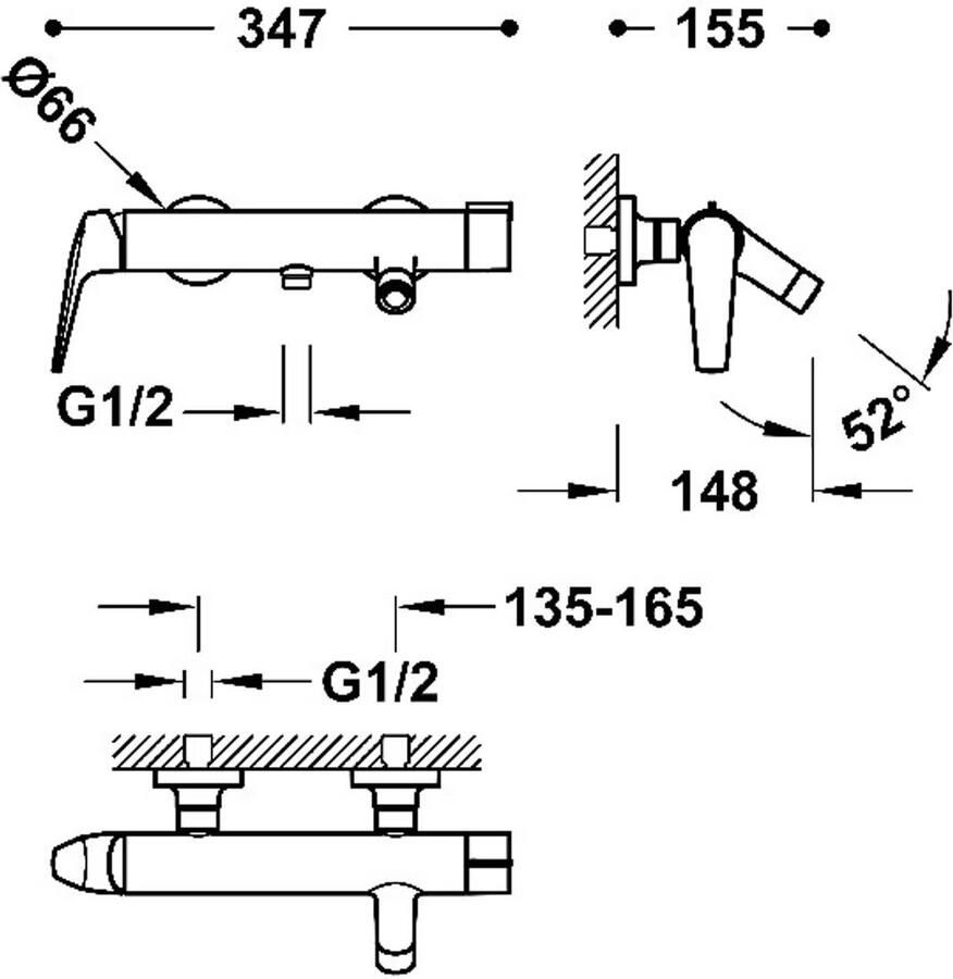 Tres Badkraan Fuji | Opbouw | Mengkraan | hoh 15 cm | 2-hendels | Rond | Zwart