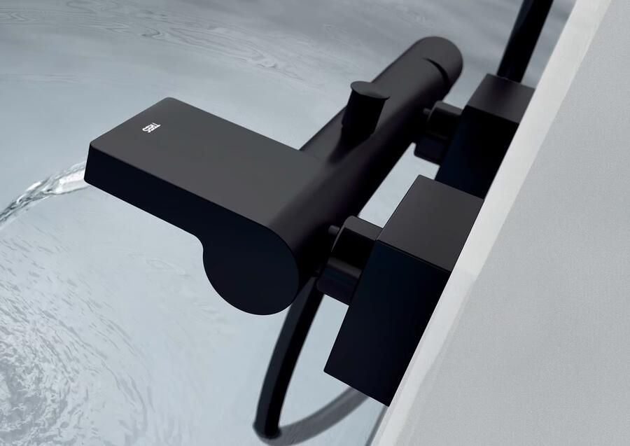 Tres Badkraan Project | Opbouw | Mengkraan | Waterval uitloop | Incl.Handdoucheset | 2-weg | hoh 15 cm | 1-knop | Rond | Zwart - Foto 2