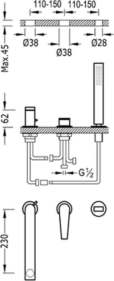 Tres Class Badmengkraan voor randset CLASS met handdouche antikalk 20516101 - Foto 2