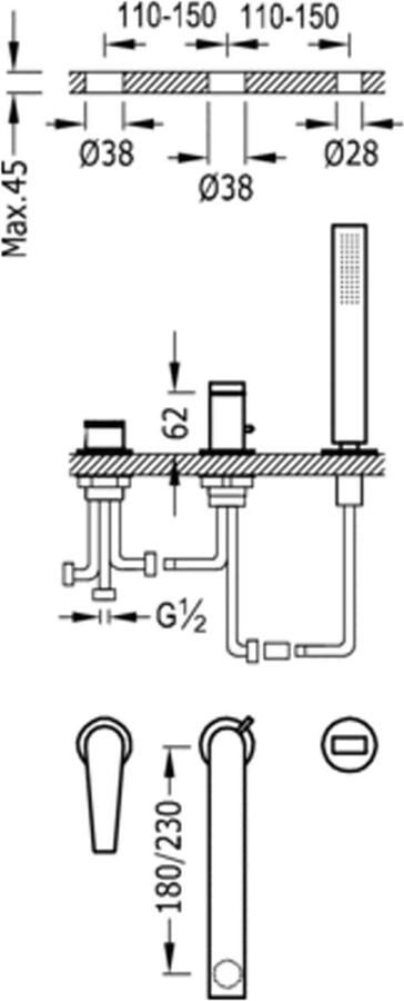 Tres Class Badmengkraan voor randset CLASS met handdouche antikalk 20516101 - Foto 3