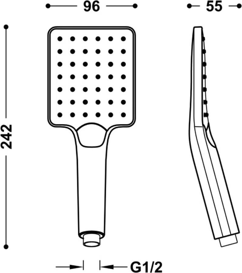 Tres Barras massage handdouche met 3 standen vierkant black metal