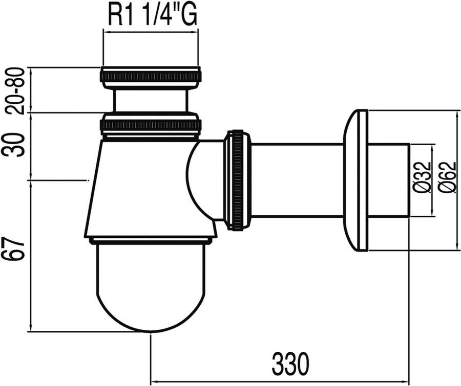Tres Bekersifon Selection | 5 4" | Compact | Messing | Rond | Chroom
