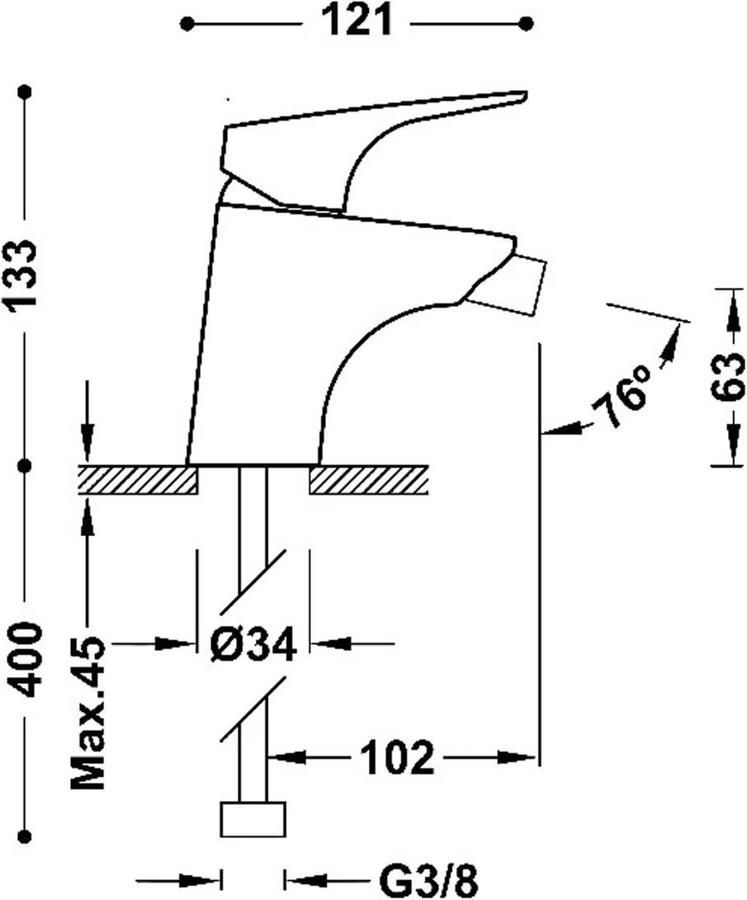Tres Bidetkraan Canigó | Opbouw | Mengkraan | 1-hendel | Chroom