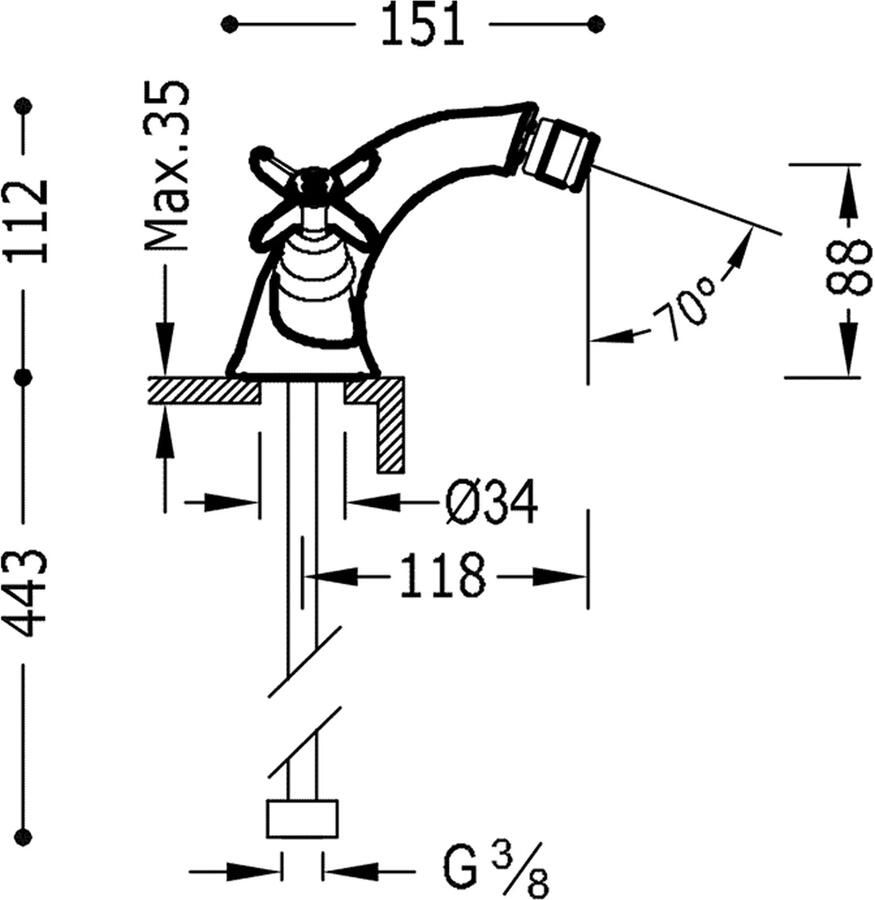 Tres Bidetkraan Clasic | Opbouw | Mengkraan | 2-knops | Vintage | 24k Goud glans