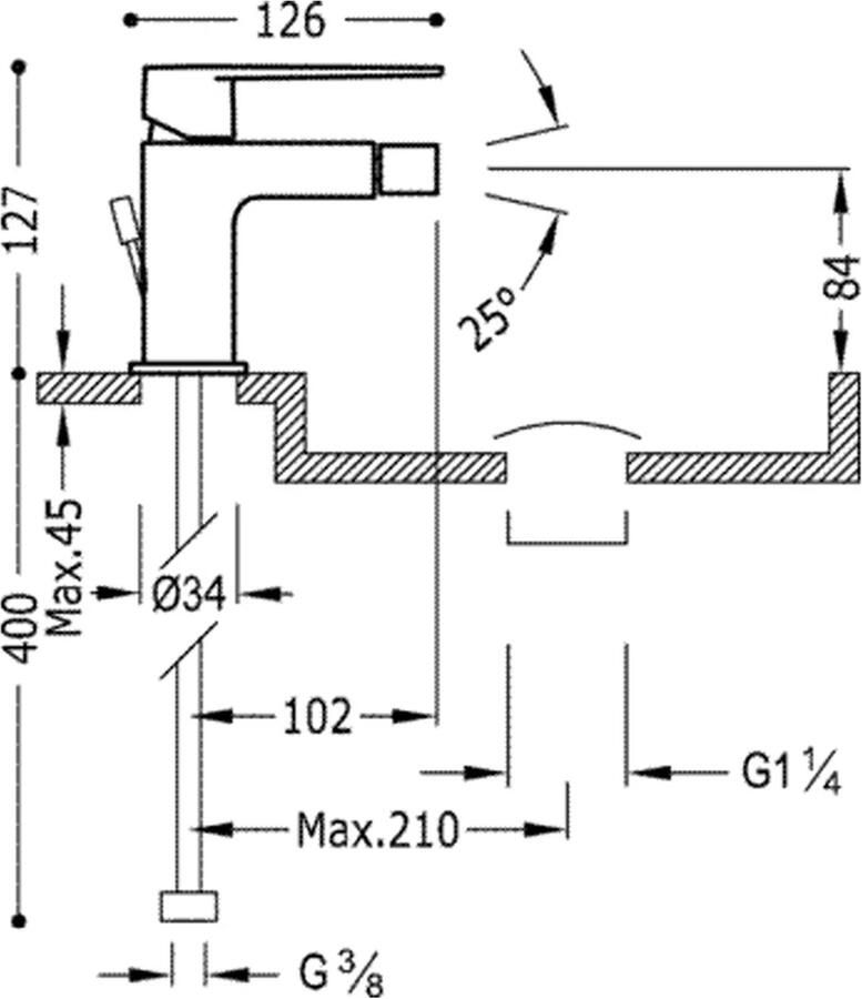 Tres Bidetkraan Class | Opbouw | Mengkraan | 1-hendel | Rond | Chroom - Foto 2
