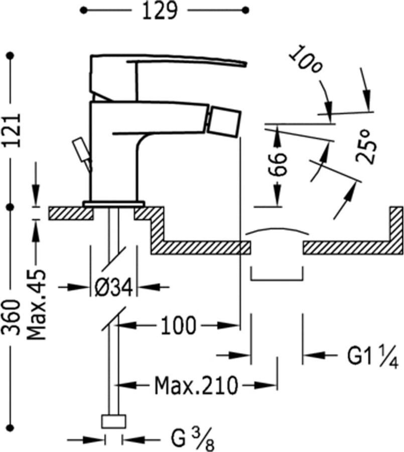 Tres Bidetkraan Flat | Opbouw | Mengkraan | 1-hendel | Rond | Chroom - Foto 2