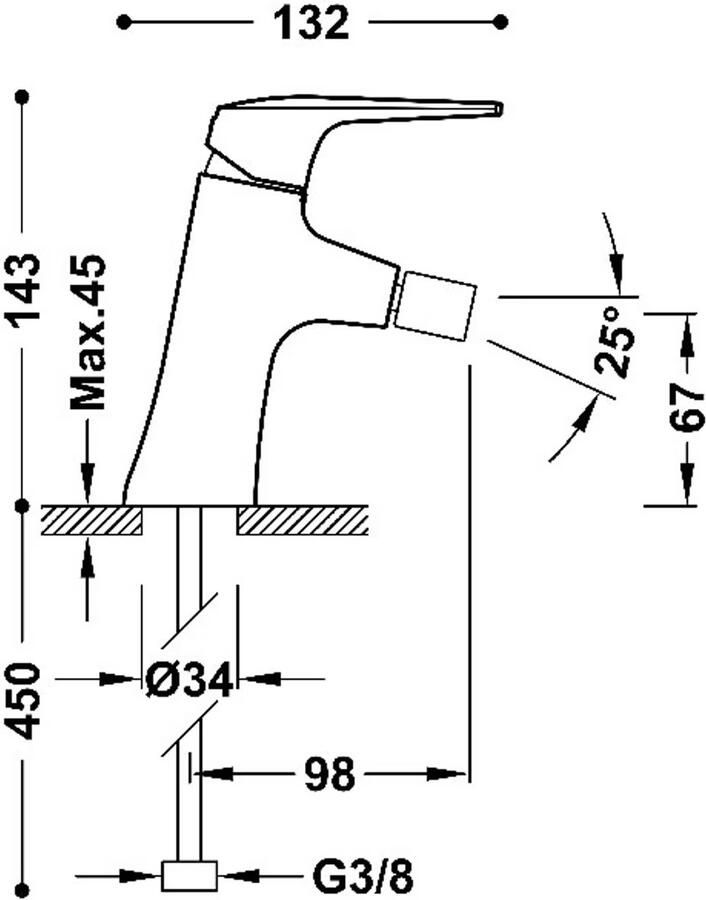 Tres Bidetkraan Fuji | Opbouw | Mengkraan | 1-hendel | Rond | Chroom