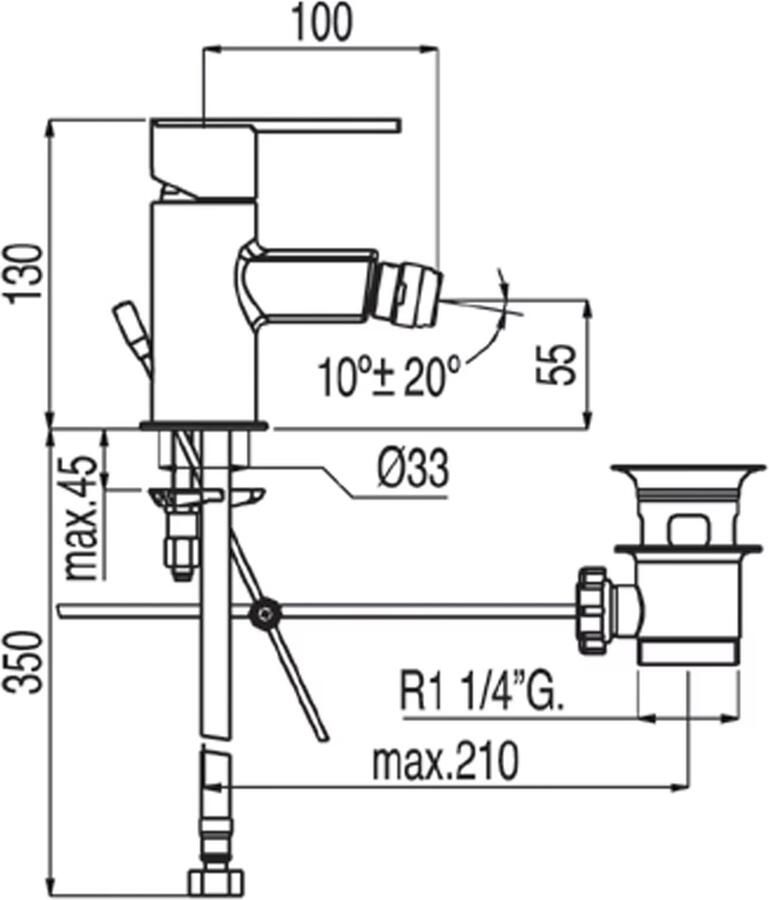 Tres Bidetkraan Lex | Opbouw | Mengkraan | 1-hendel | Rond | Chroom - Foto 2