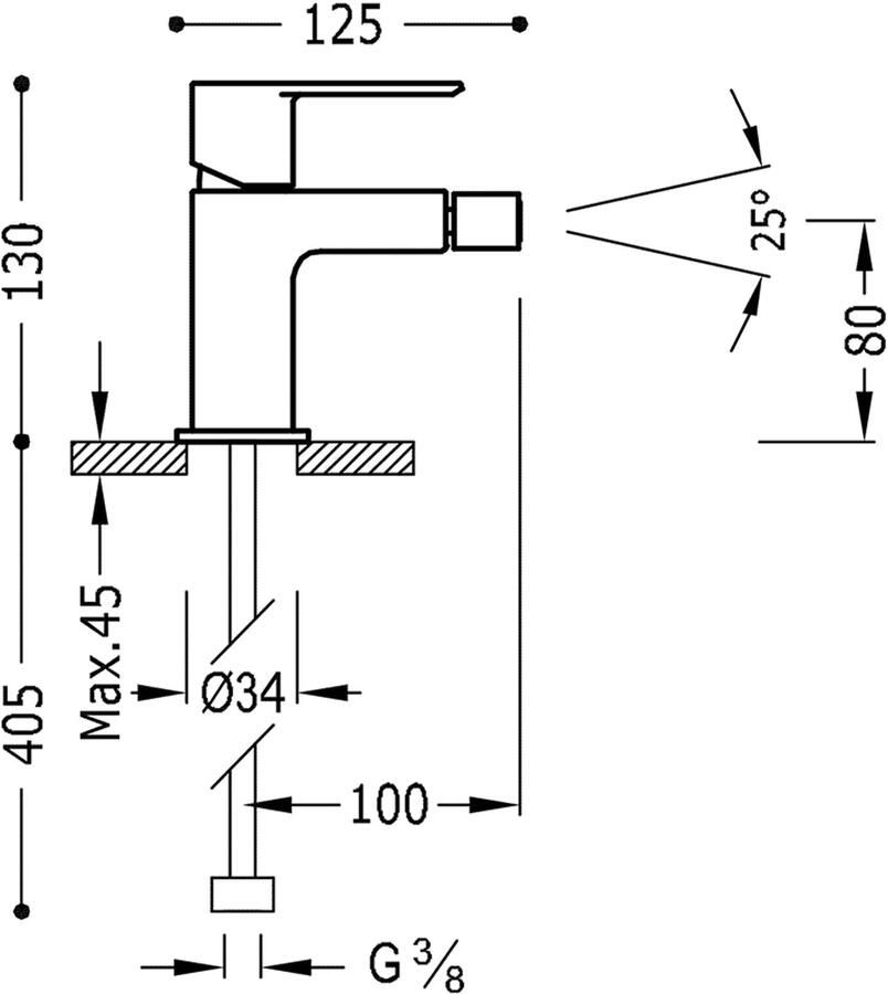Tres Bidetkraan Loft | Opbouw | Mengkraan | 1-hendel | Rond | 24k Goud mat