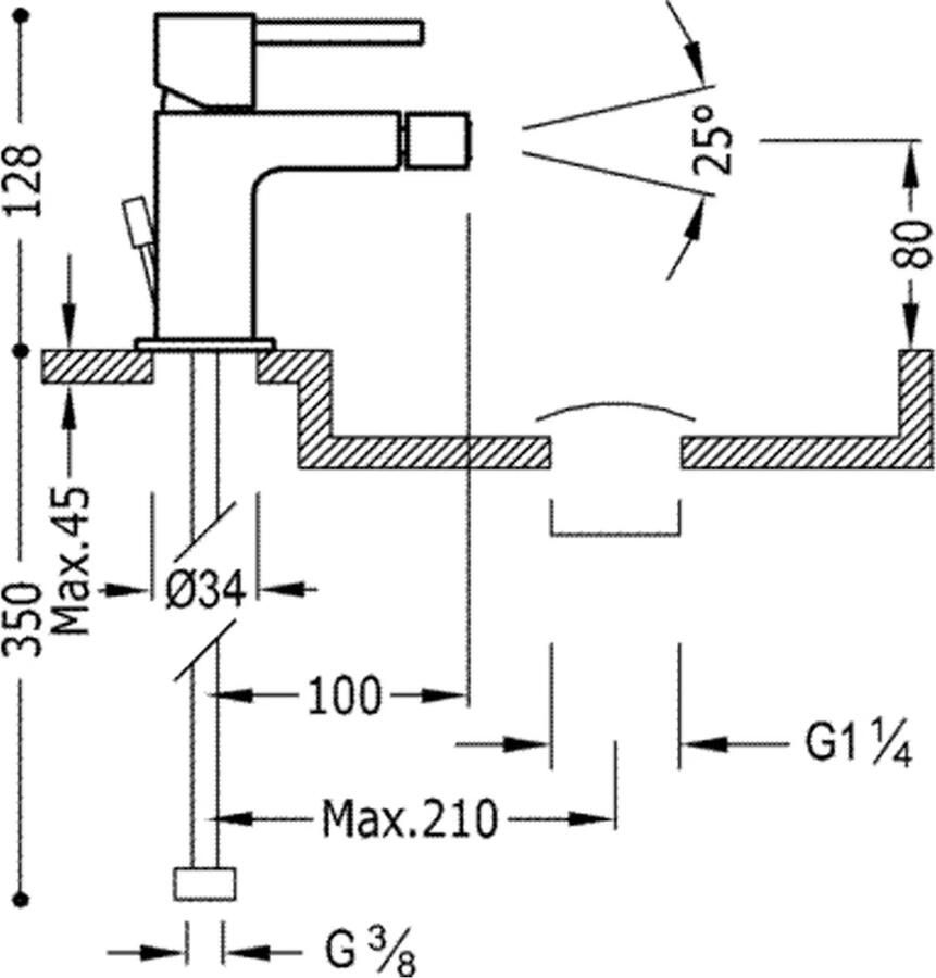 Tres Bidetkraan Max | Opbouw | Mengkraan | 1-hendel | Rond | Chroom - Foto 2