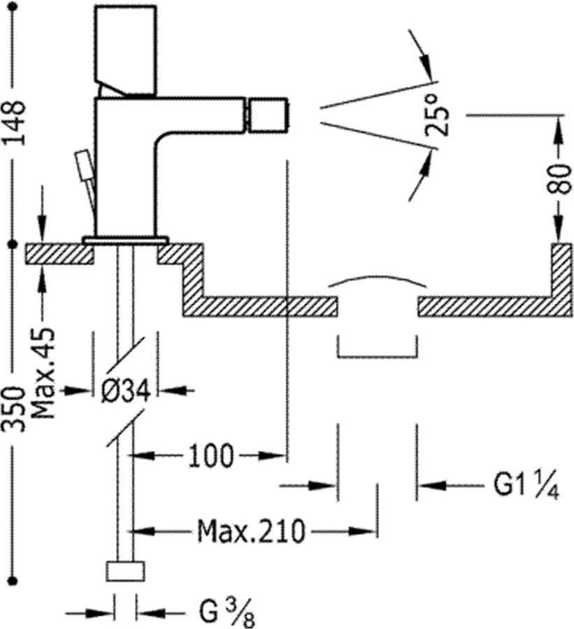 Tres Bidetkraan Max | Opbouw | Mengkraan | 1-knop | Rond | Chroom