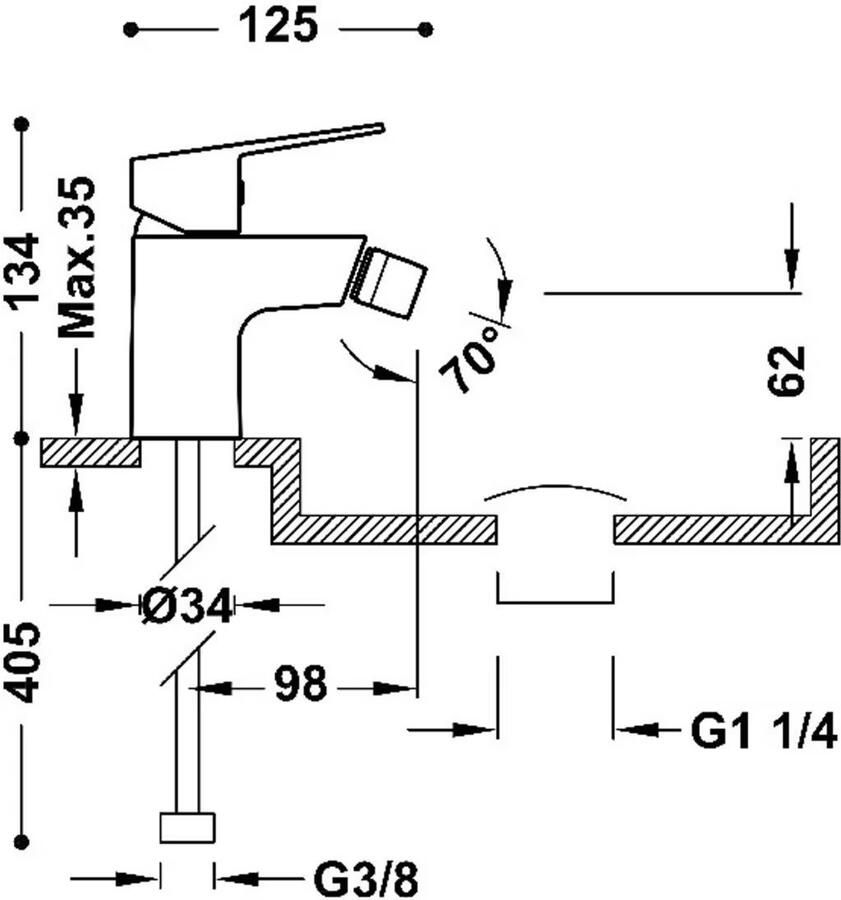 Tres Bidetkraan met handdouche Base | Opbouw | Mengkraan | 1-hendel | Rond | Chroom