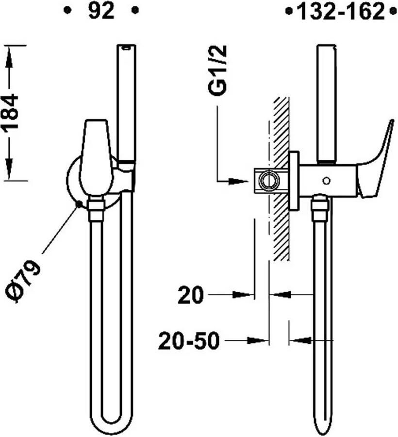 Tres Bidetkraan met handdouche Canigó | Opbouw | Mengkraan | 1-hendel | Chroom - Foto 1